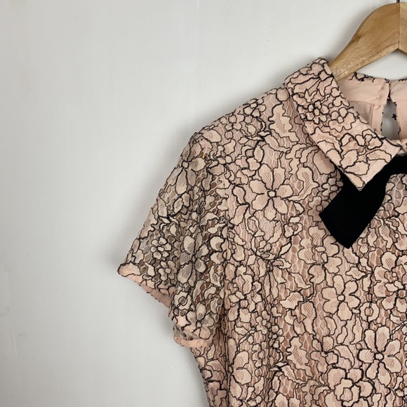 Karl Lagerfeld 10 Lace Bow Top Blouse Blush Pink - Picture 3 of 10